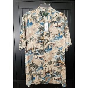David Taylor Hawaiian Shirt Medium Tropical Beach Resort‎ Island Coastal NWT